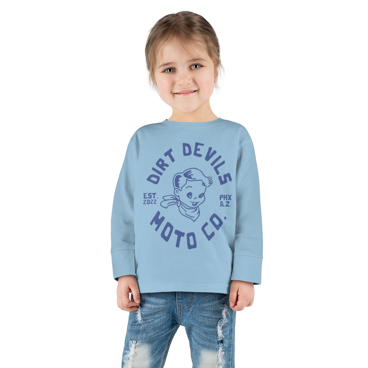 Toddler Long Sleeve "Dirt Devils Motor Co." Graphic Tee